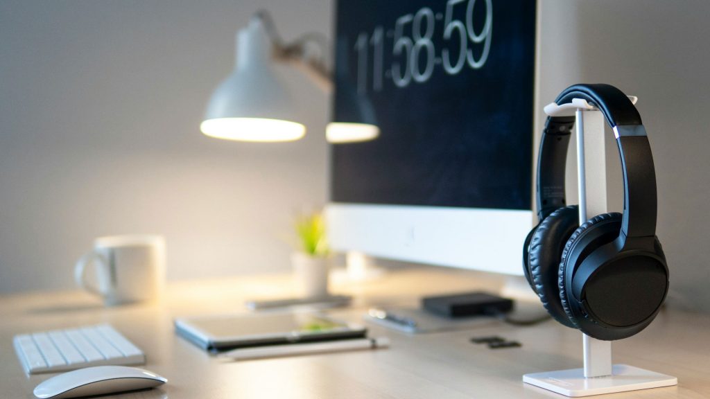An organized desk space.