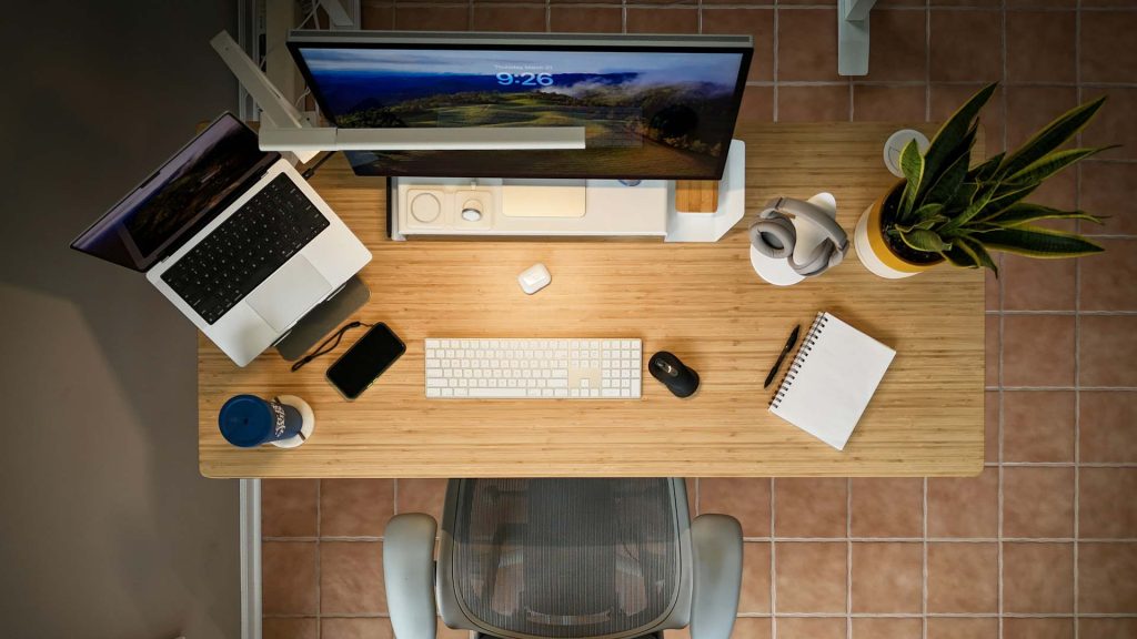 An organized desk space.